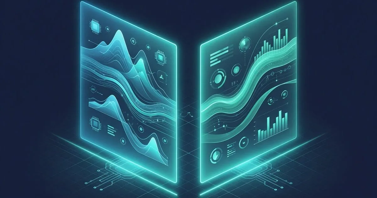 Dashboard showing SNMP device metrics and Prometheus application metrics side by side in one time-series view