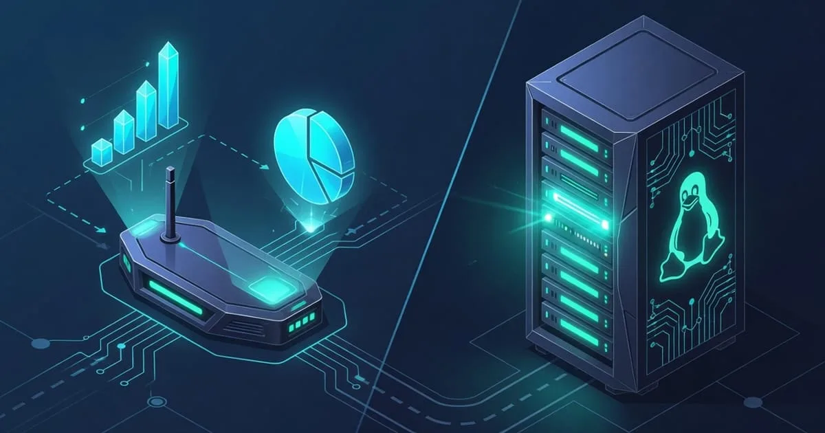Diagram: an external monitor polling a Linux server's Net-SNMP agent for hrProcessorLoad and hrStorageUsed over UDP 161
