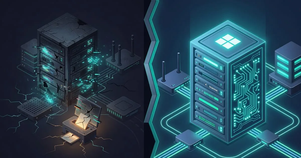 Diagram of double durability: an on-host monitor inside a server contrasted with an independent external checker outside the network that keeps polling when the server goes dark