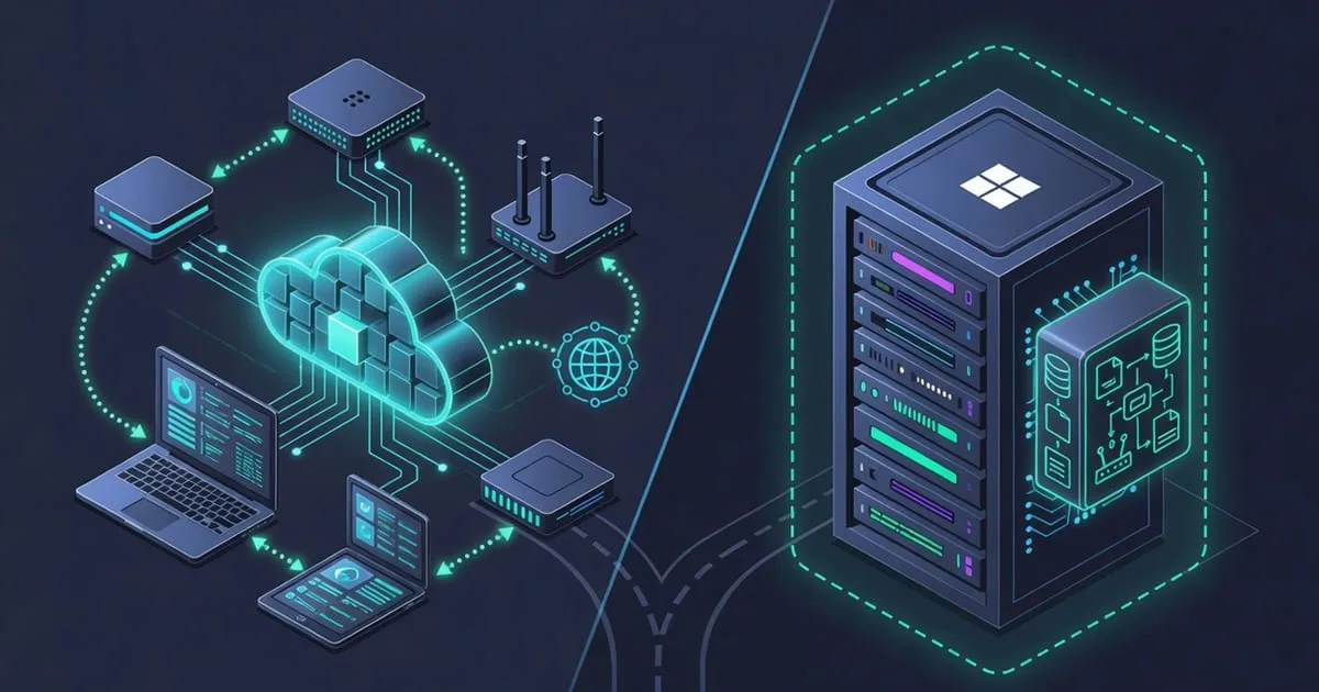 Illustration of an external SNMP monitoring service polling multiple servers and routers from outside the network