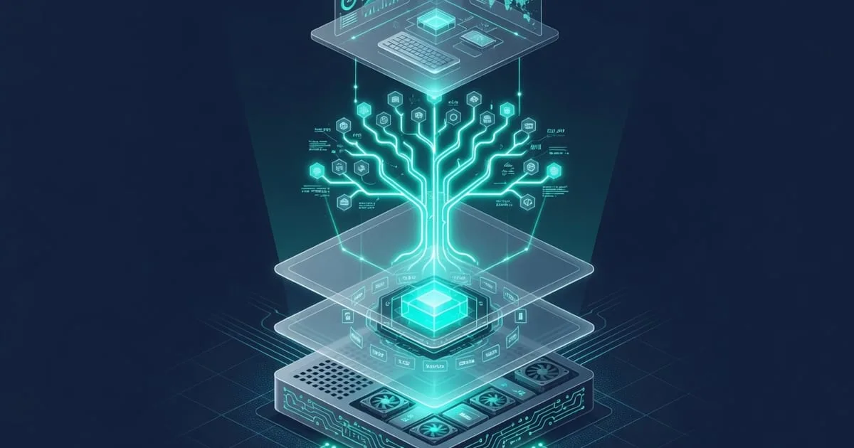Layered view of SNMP components: managed device, agent daemon, MIB tree, and network management station